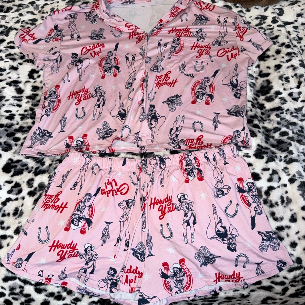 Celebrate It Pink Western-Themed Women's Pajama Set